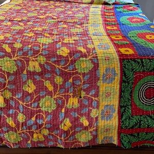 Hand quilted Kantha recycled throws